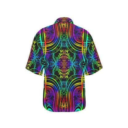 Neon Trible Rainbow Pattern Print Design A01 Women's Hawaiian Shirt