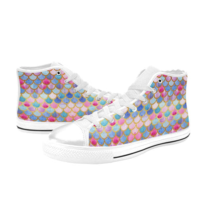 Scales Print Design LKS401 High Top Women's White Shoes