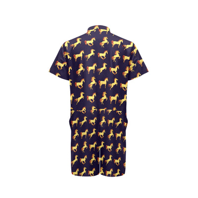 Gold Horse Pattern Men's Romper