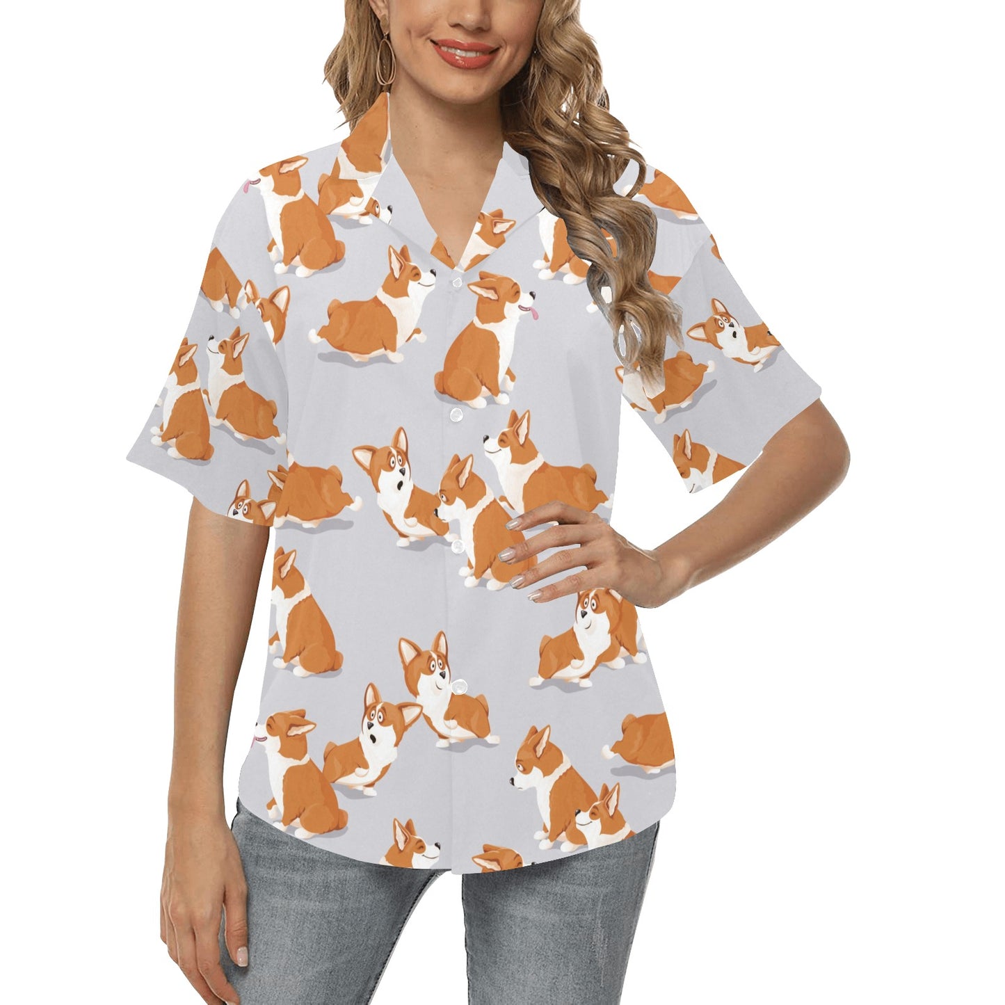 Pembroke Welsh Corgis Pattern Print Design A04 Women's Hawaiian Shirt