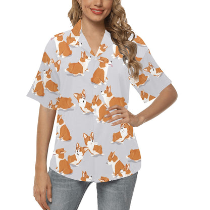Pembroke Welsh Corgis Pattern Print Design A04 Women's Hawaiian Shirt