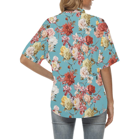 Summer Floral Pattern Print Design SF05 Women's Hawaiian Shirt