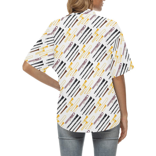 Clarinet Pattern Print Design 01 Women's Hawaiian Shirt