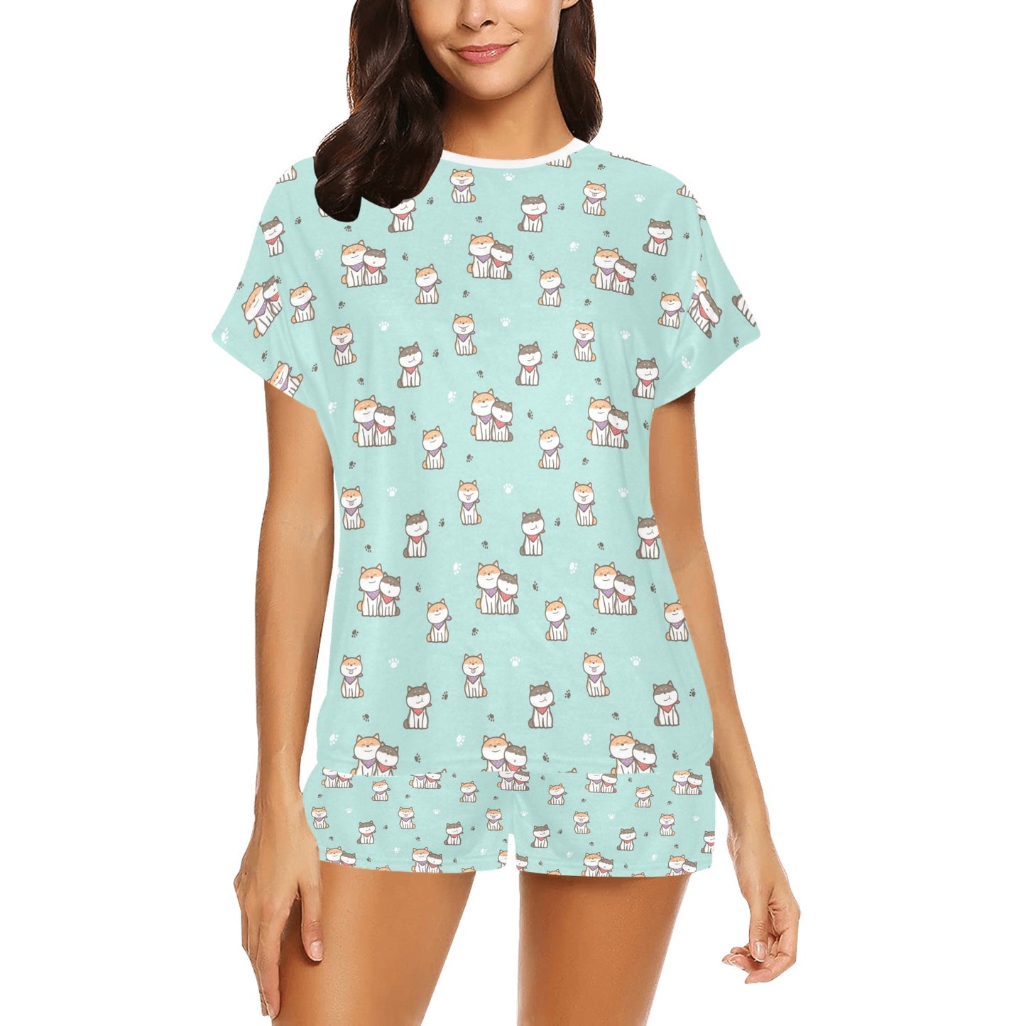 Shiba Inu Print Design LKS302 Women's Short Pajama Set