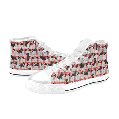 Scottish Terriers Print Design LKS3014 High Top Women's White Shoes