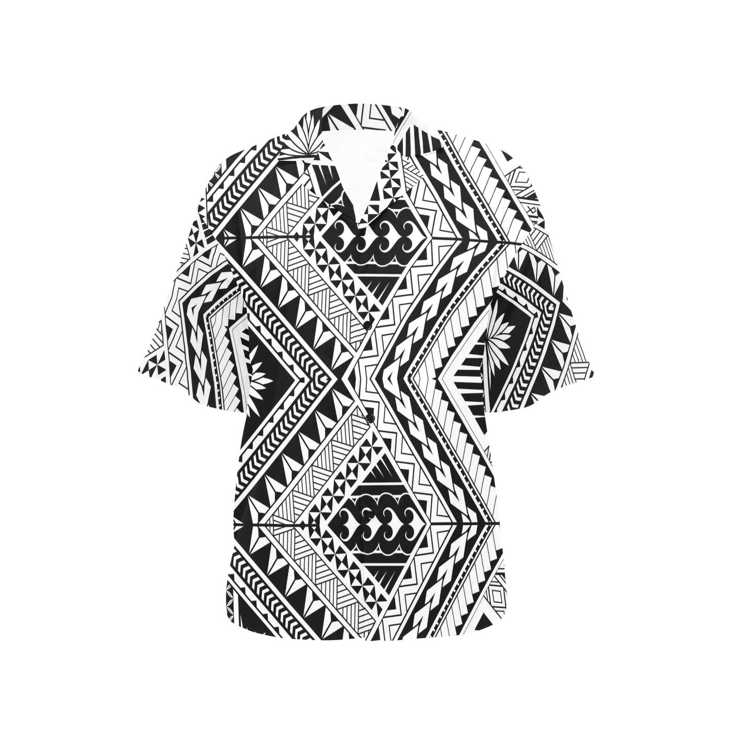 Samoan Tattoo Style Print Design LKS307 Women's Hawaiian Shirt