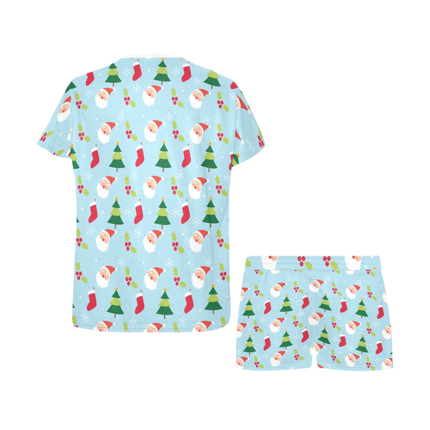Santa Themed Print Design LKS301 Women's Short Pajama Set