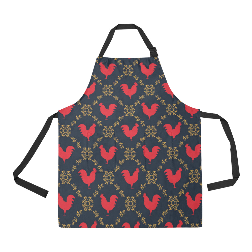 Rooster Pattern Print Design A02 Apron with Pocket