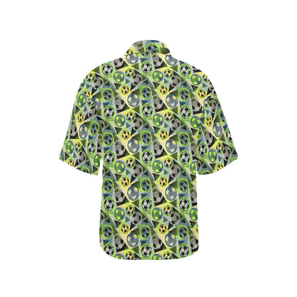 Soccer Ball Themed Print Pattern Women's Hawaiian Shirt