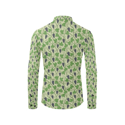 Wine Grape Thmed Print Men's Long Sleeve Shirt