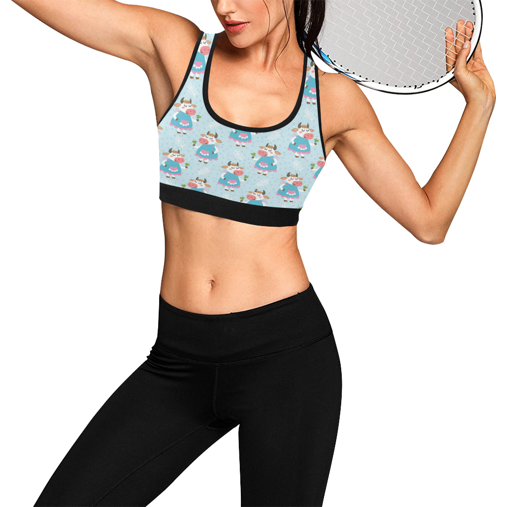 Cattle Happy Pattern Print Design 03 Sports Bra