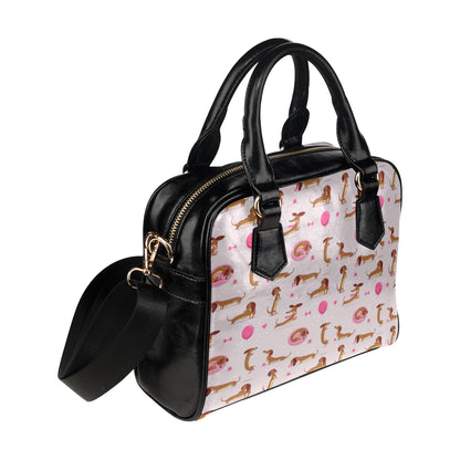 Dachshund Pattern Print Design 10 Shoulder Handbag