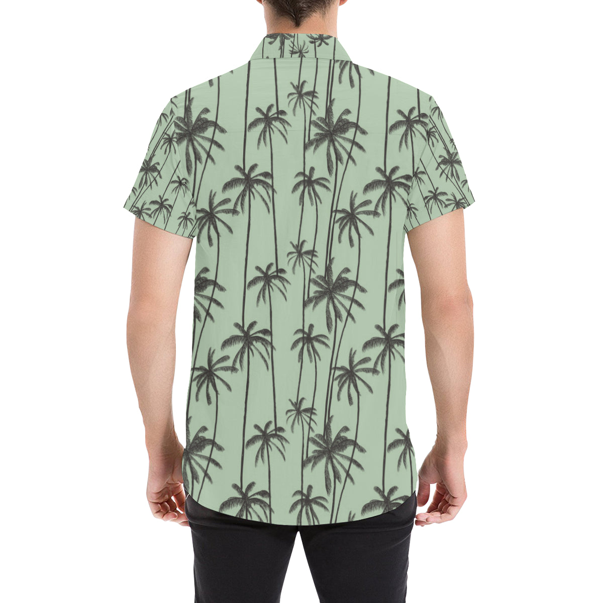 Palm Tree Pattern Print Design A04 Men's Short Sleeve Button Up Shirt