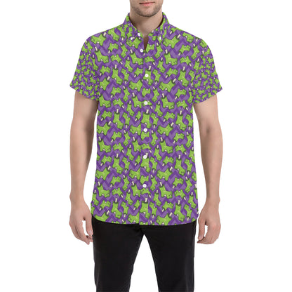 Zombie Foot Design Pattern Print Men's Short Sleeve Button Up Shirt