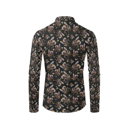 Bee Pattern Print Design 04 Men's Long Sleeve Shirt