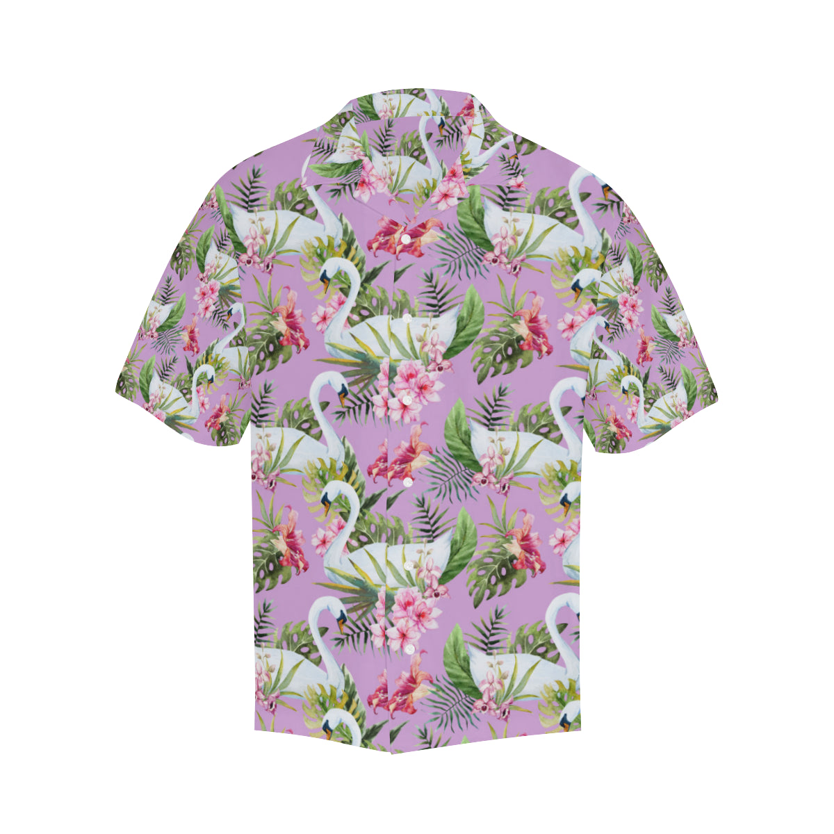 Swan with Flower Pattern Print Design 01 Men's Hawaiian Shirt