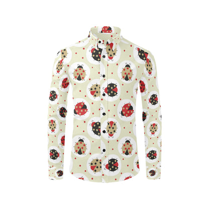Ladybug Pattern Print Design 03 Men's Long Sleeve Shirt