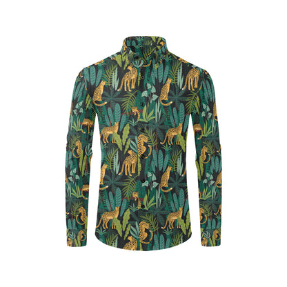 Jaguar Jungle Pattern Print Design 03 Men's Long Sleeve Shirt