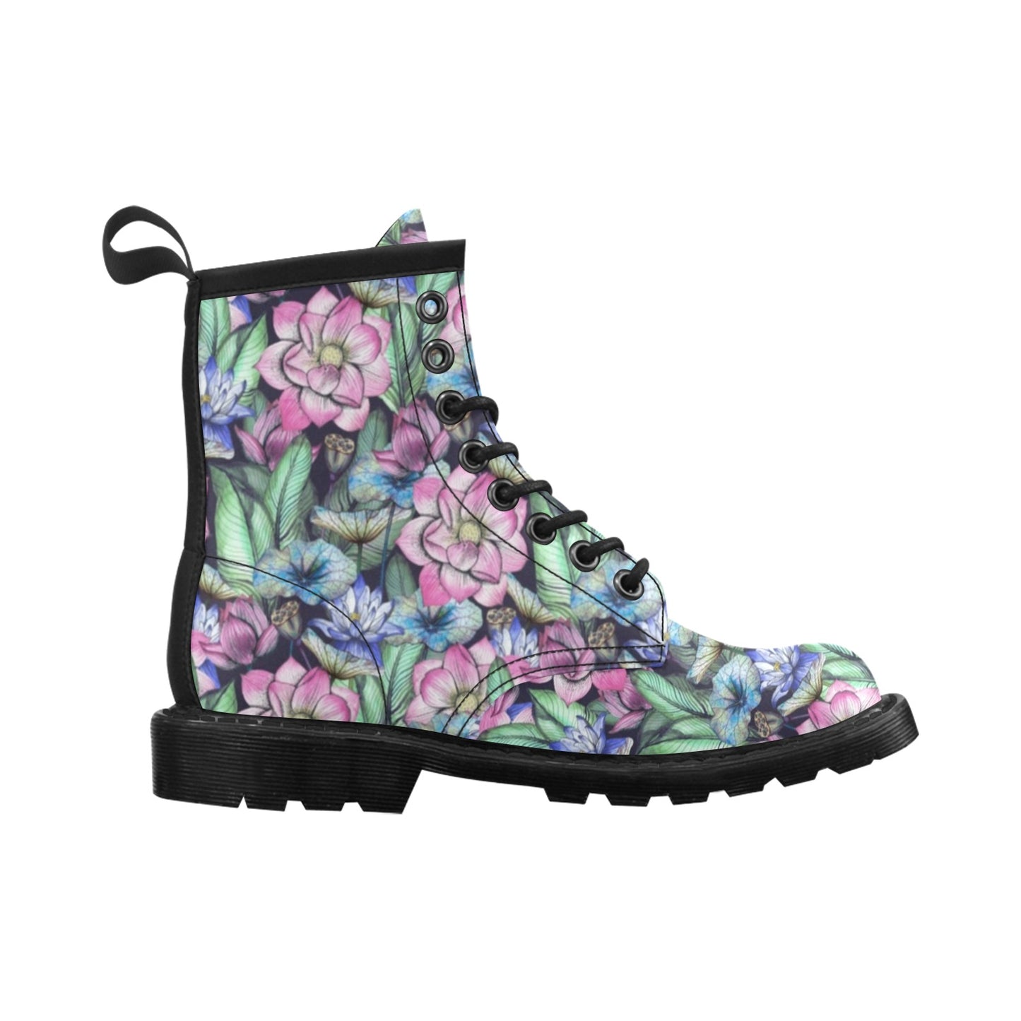 Water Lily Pattern Print Design WL07 Women's Boots