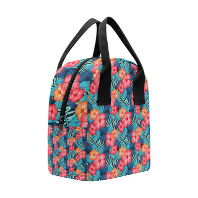 Red Hibiscus Pattern Print Design HB02 Insulated Lunch Bag