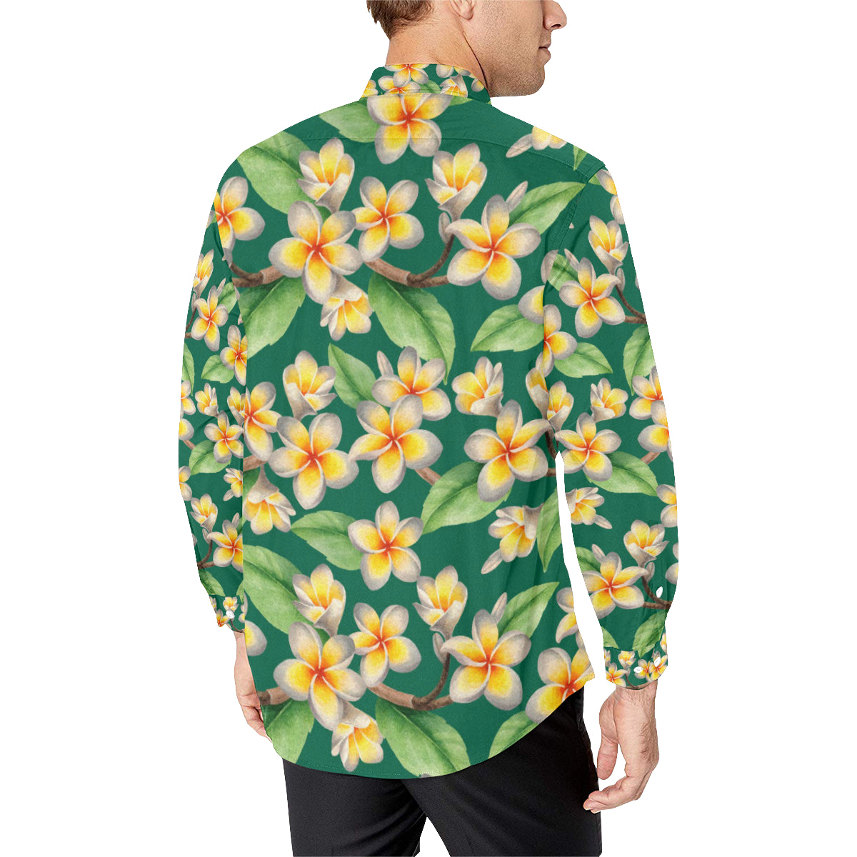 Plumeria Pattern Print Design PM07 Men's Long Sleeve Shirt