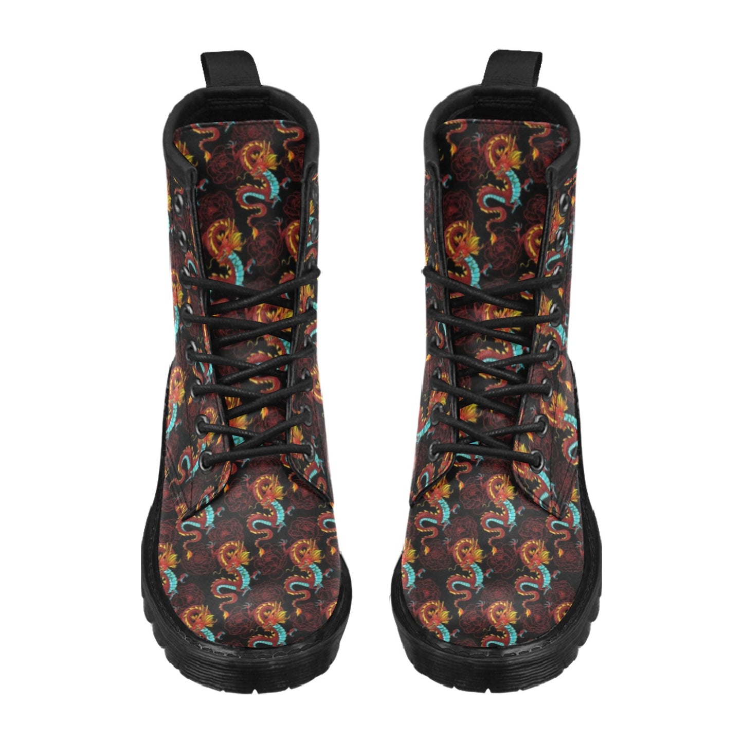 Chinese Dragons and Peonies Design Women's Boots
