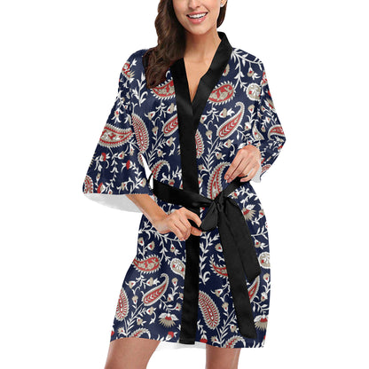 Paisley Pattern Print Design A05 Women's Short Kimono