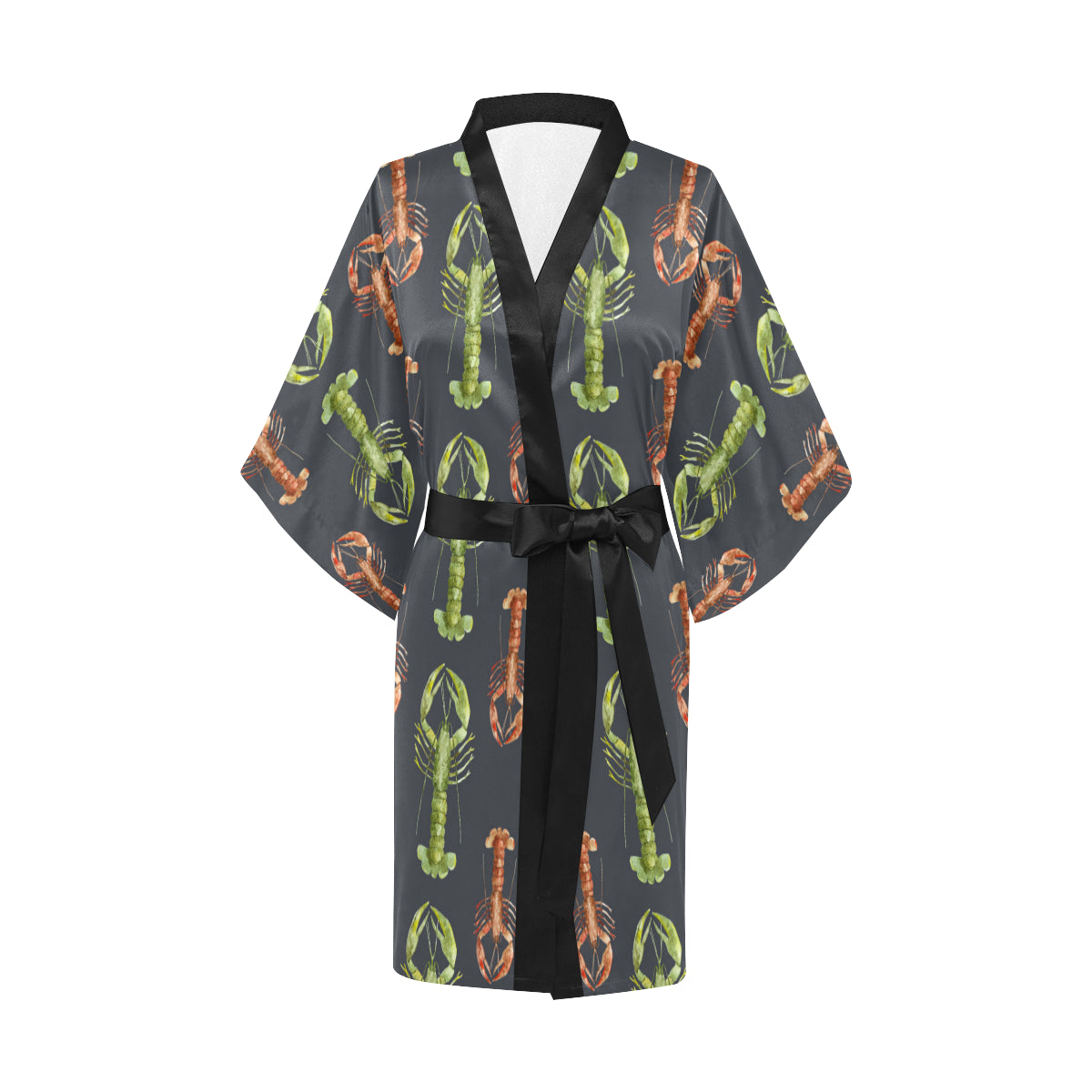 Lobster Pattern Print Design 01 Women's Short Kimono