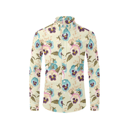 Pansy Pattern Print Design A02 Men's Long Sleeve Shirt