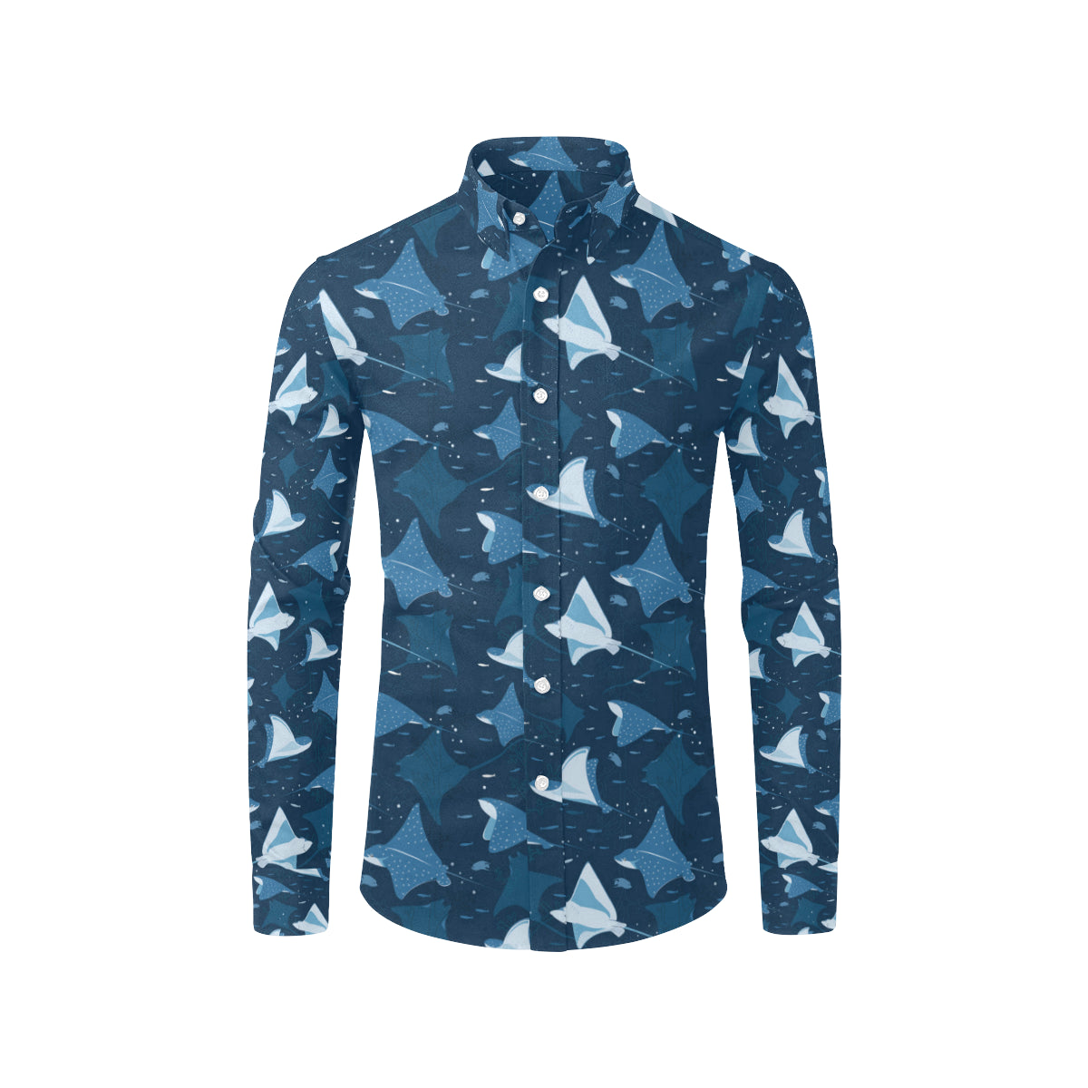 Manta Ray Pattern Print Design 02 Men's Long Sleeve Shirt