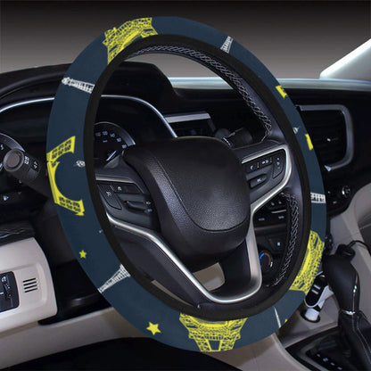 Eiffel Tower Star Print Steering Wheel Cover with Elastic Edge