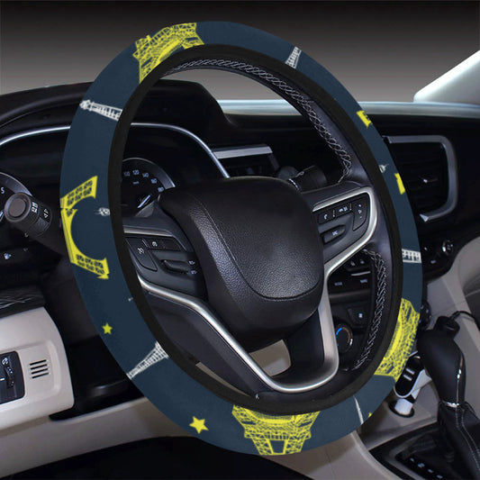 Eiffel Tower Star Print Steering Wheel Cover with Elastic Edge
