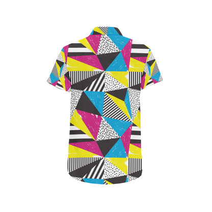 80s Pattern Print Design 2 Men's Short Sleeve Button Up Shirt