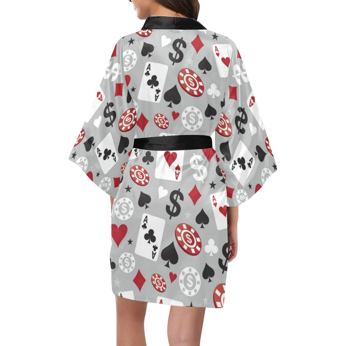 Casino Pattern Print Design 01 Women's Short Kimono