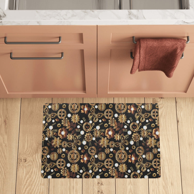 Steampunk Butterfly Design Themed Print Kitchen Mat