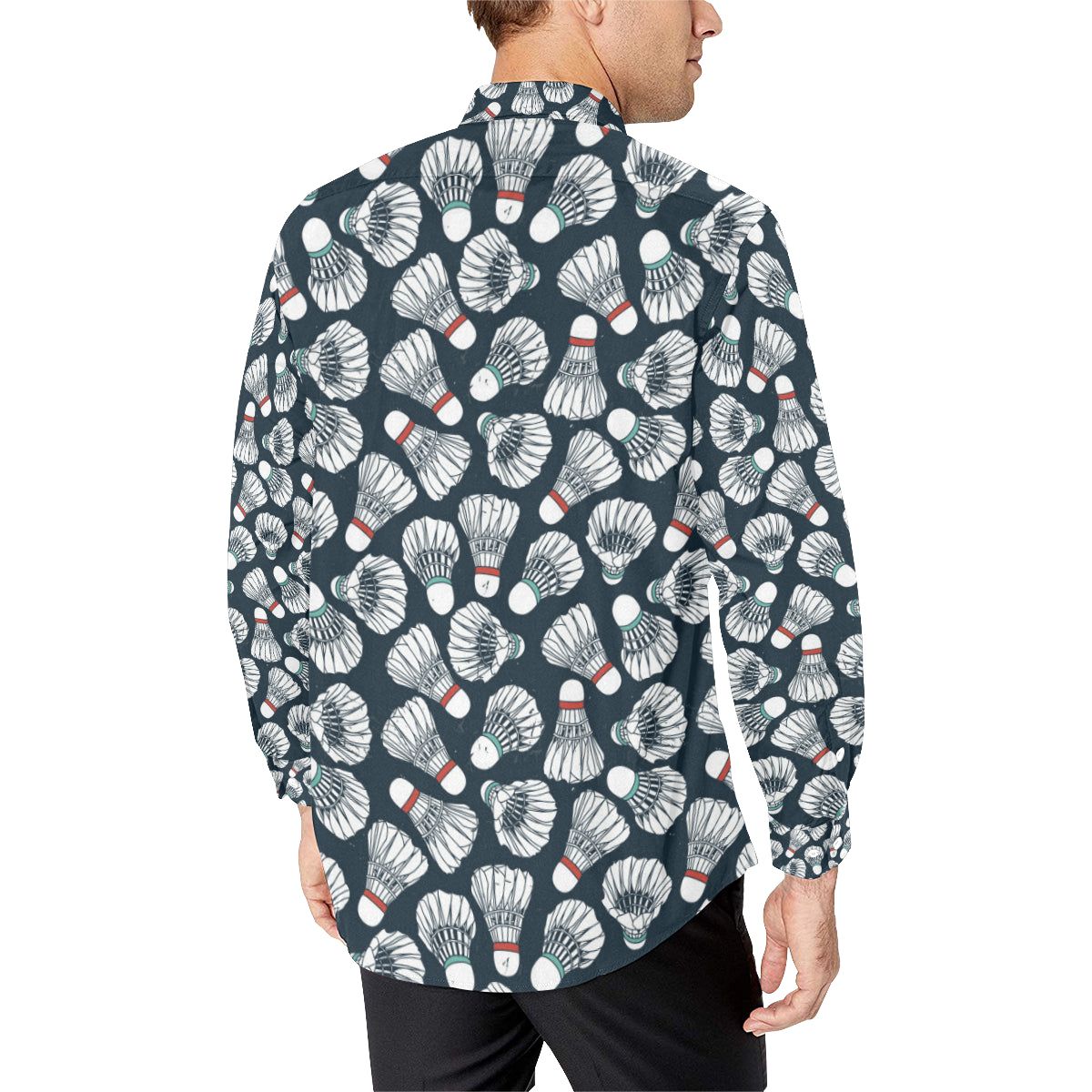 Badminton Ball Pattern Print Design 01 Men's Long Sleeve Shirt