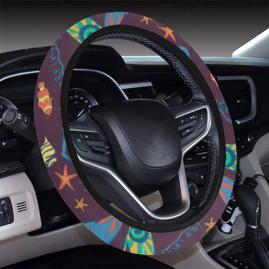 Aloha Hawaii Pattern Print Design 01 Steering Wheel Cover with Elastic Edge