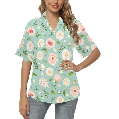Lisianthus Pattern Print Design 01 Women's Hawaiian Shirt