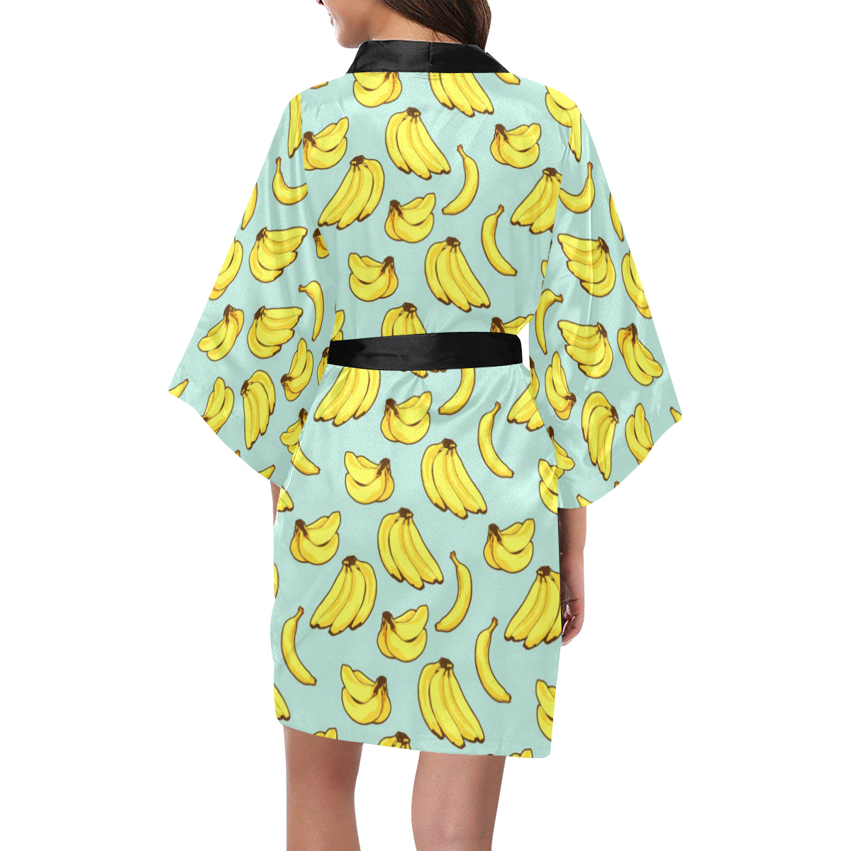Banana Pattern Print Design BA04 Women's Short Kimono