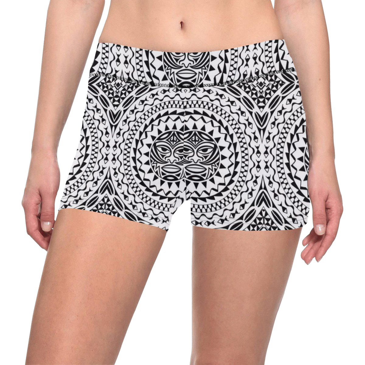 Polynesian Tribal Symbol Yoga Shorts