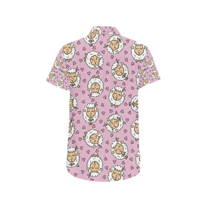 Sheep Cute Pattern Print Design 01 Men's Short Sleeve Button Up Shirt