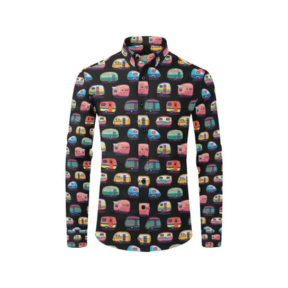 Camper Camping Pattern Men's Long Sleeve Shirt