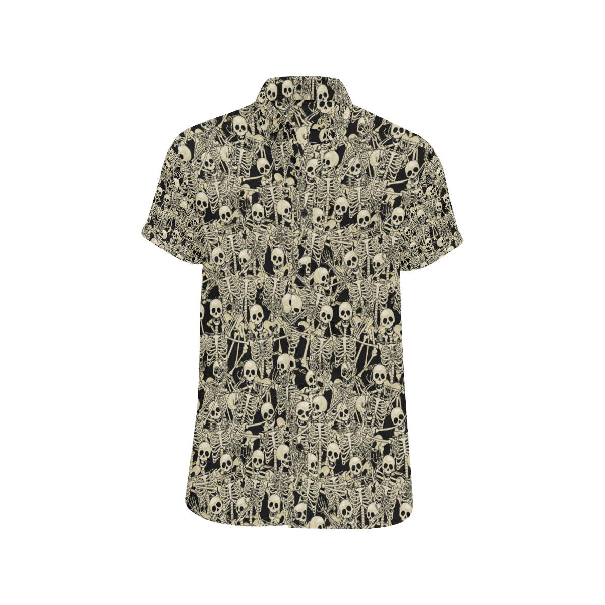 Skeleton Design Print Men's Short Sleeve Button Up Shirt