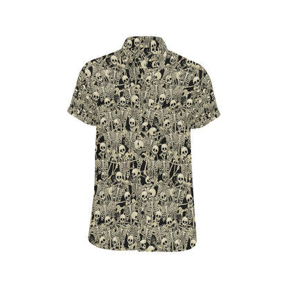 Skeleton Design Print Men's Short Sleeve Button Up Shirt
