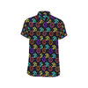 Chakra OM Print Pattern Men's Short Sleeve Button Up Shirt