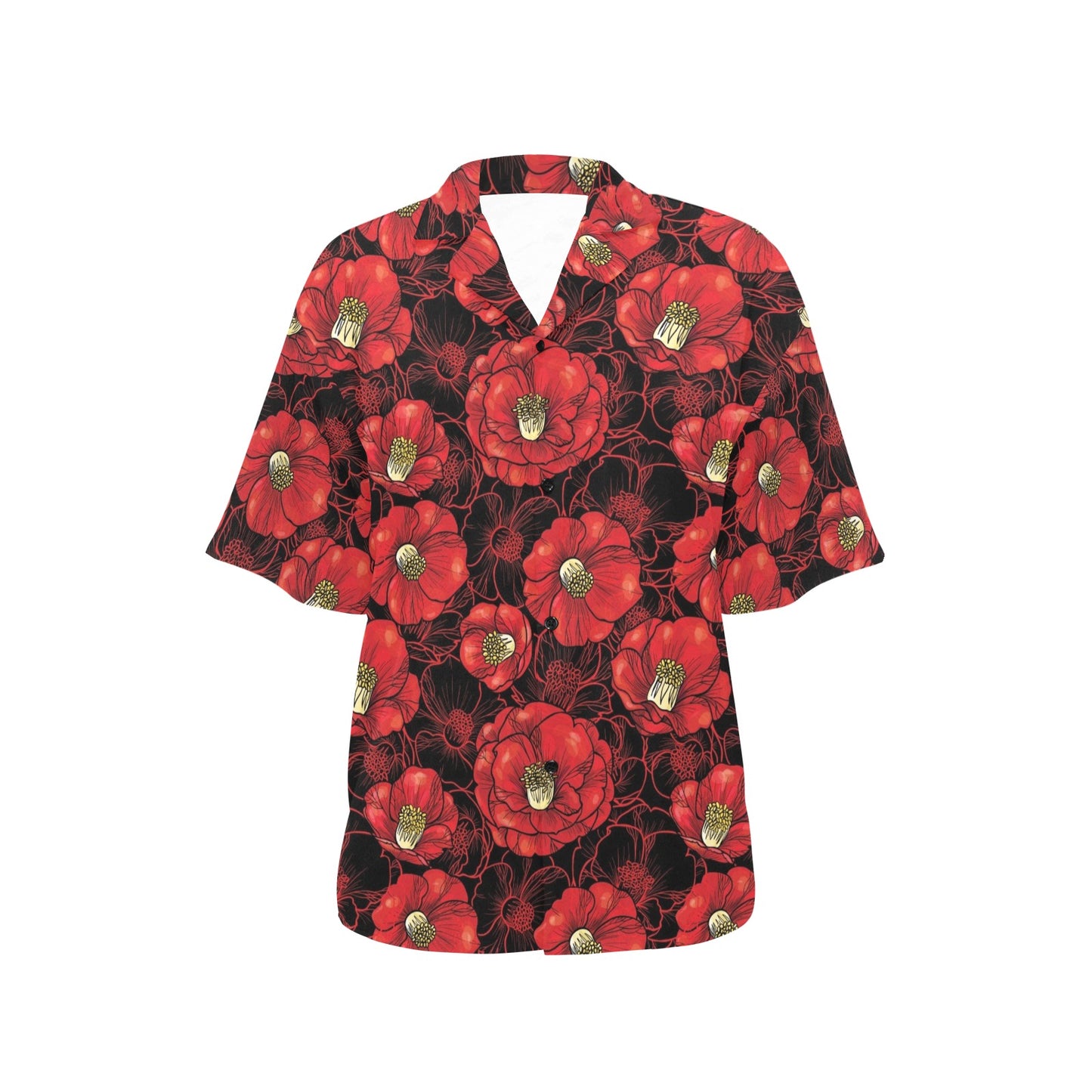 Camellia Pattern Print Design CM06 Women's Hawaiian Shirt