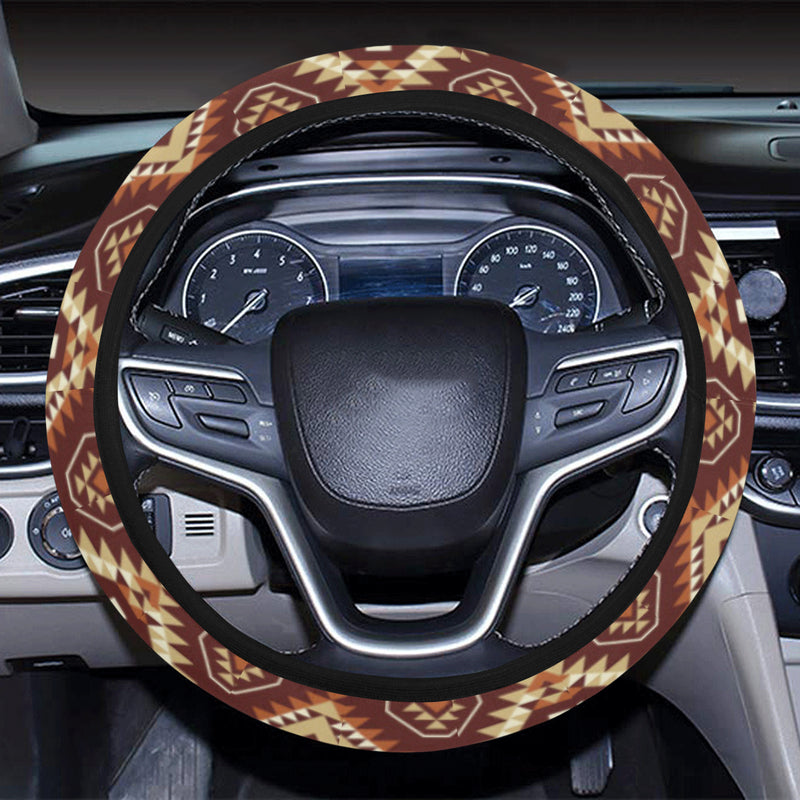 Navajo Native Color Print Pattern Steering Wheel Cover with Elastic Edge