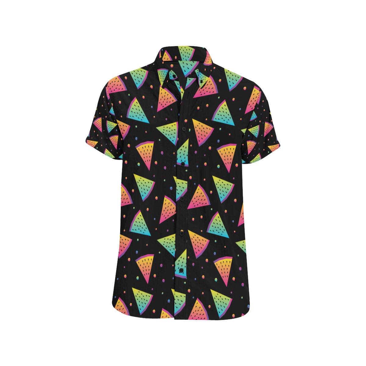 Rainbow Watermelon Pattern Print Design A04 Men's Short Sleeve Button Up Shirt