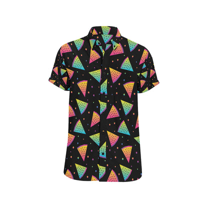 Rainbow Watermelon Pattern Print Design A04 Men's Short Sleeve Button Up Shirt