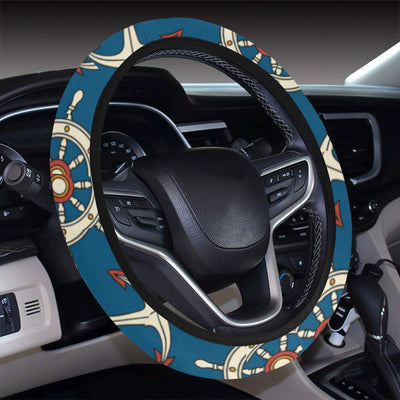 Anchor Pattern Print Design 02 Steering Wheel Cover with Elastic Edge